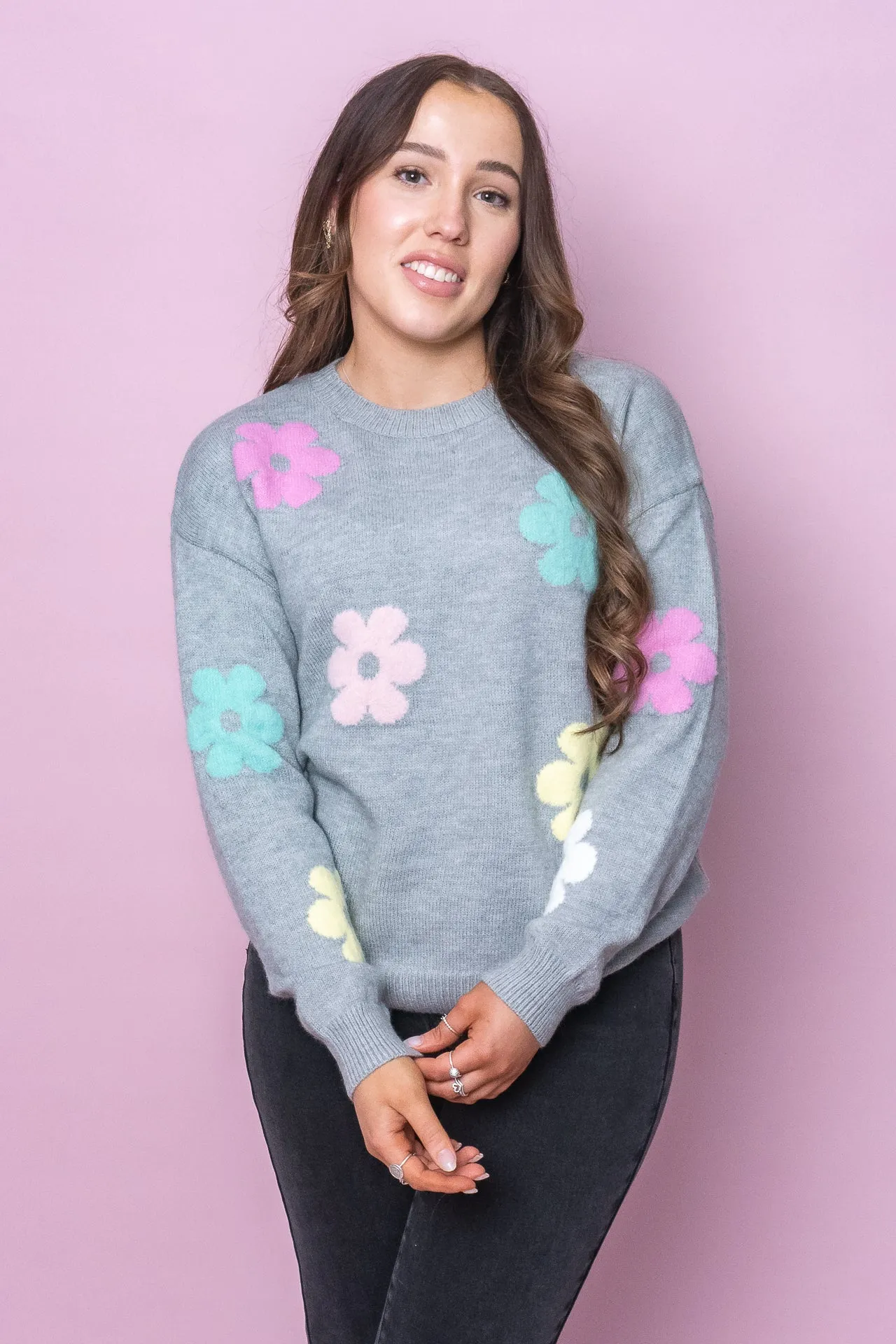 Sallie Knit Jumper in Grey sold by Always Alice