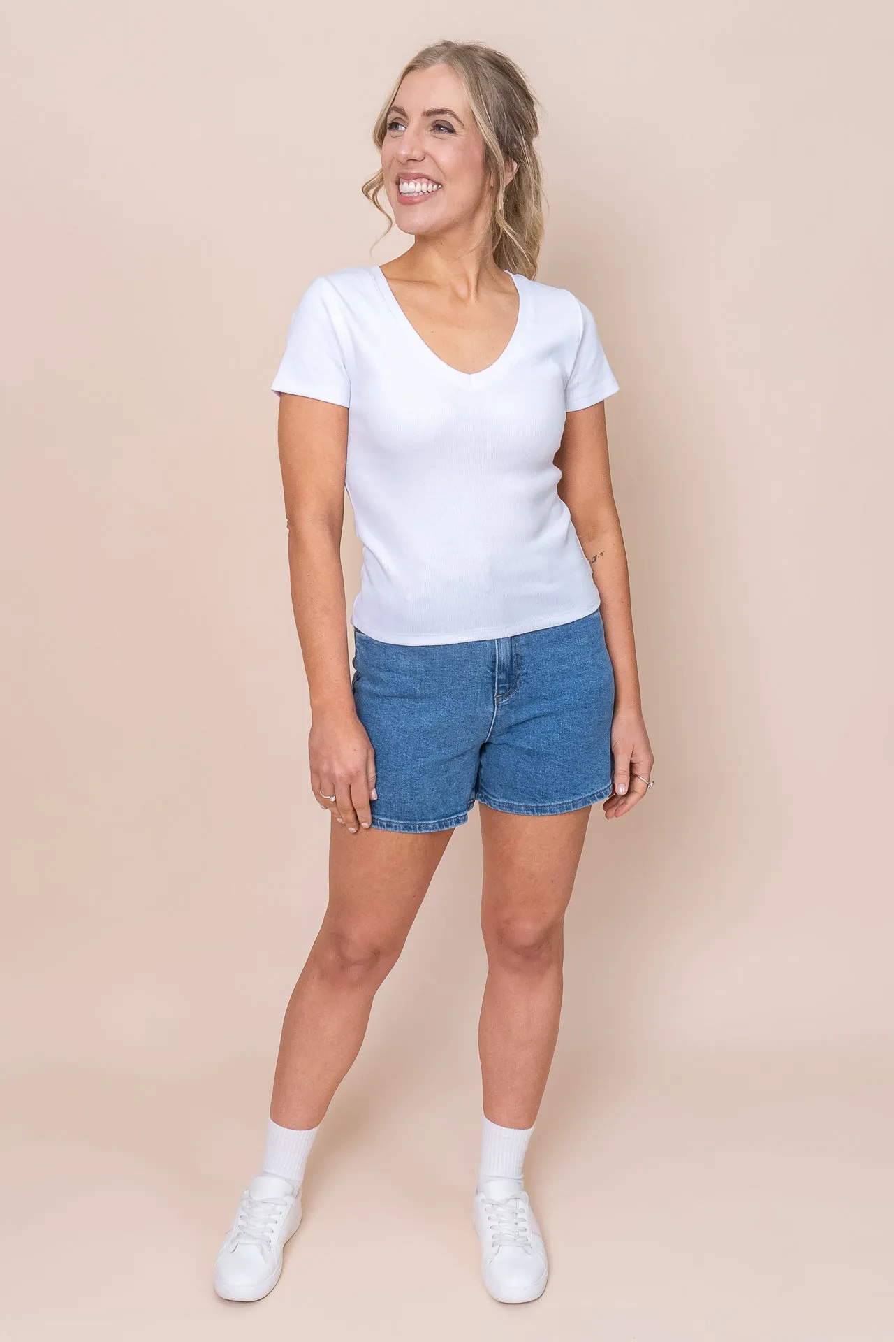 Lottie V-Neck Tee in White - Silent Theory - Final Sale sold by Always Alice product image thumbnail 3