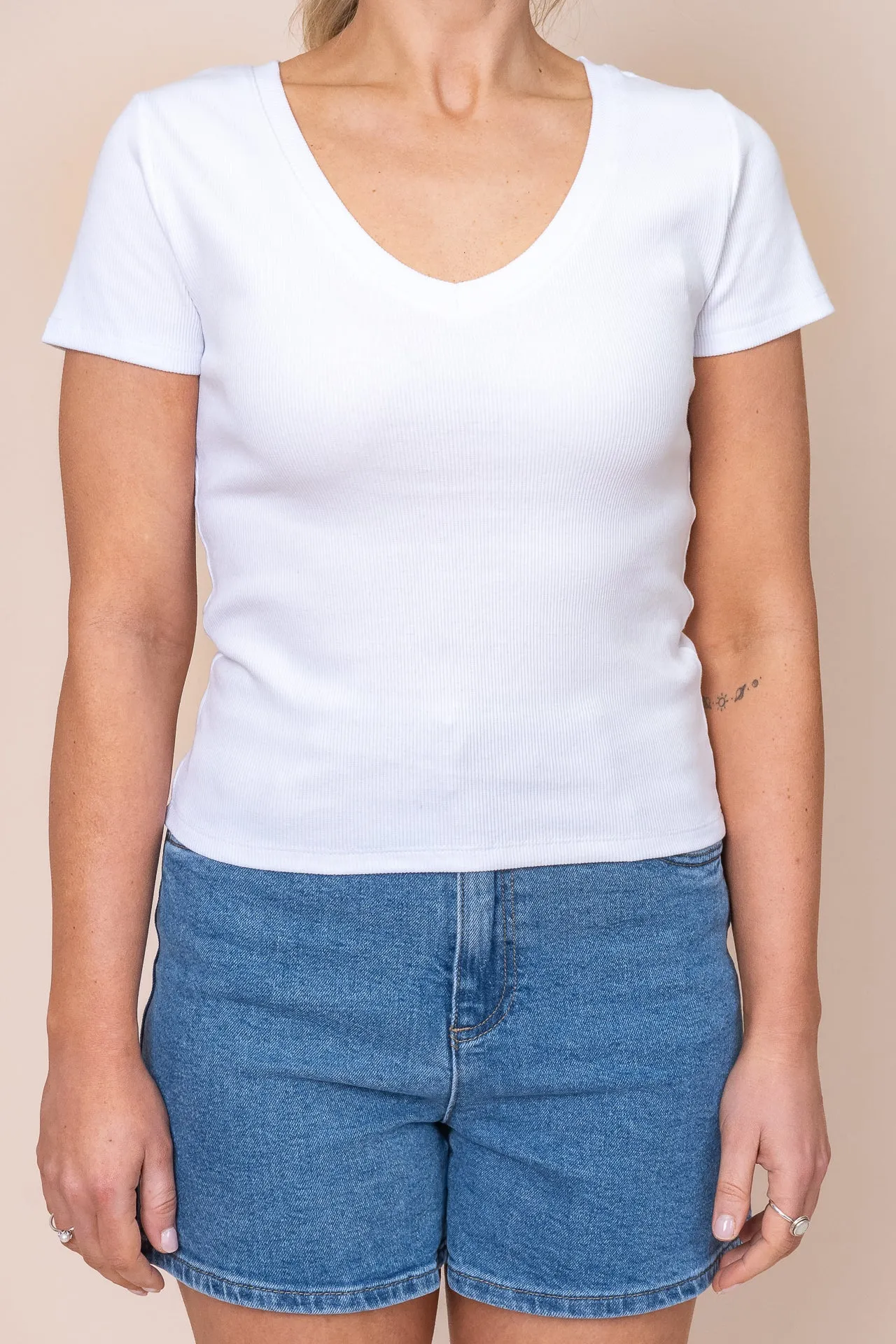 Lottie V-Neck Tee in White - Silent Theory - Final Sale sold by Always Alice product image thumbnail 4