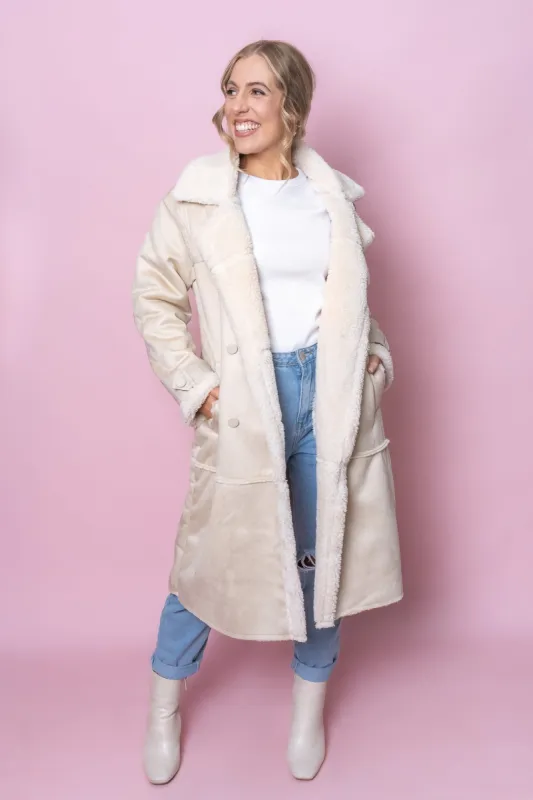 Mia Sherpa Coat in Natural - All About Eve sold by Always Alice