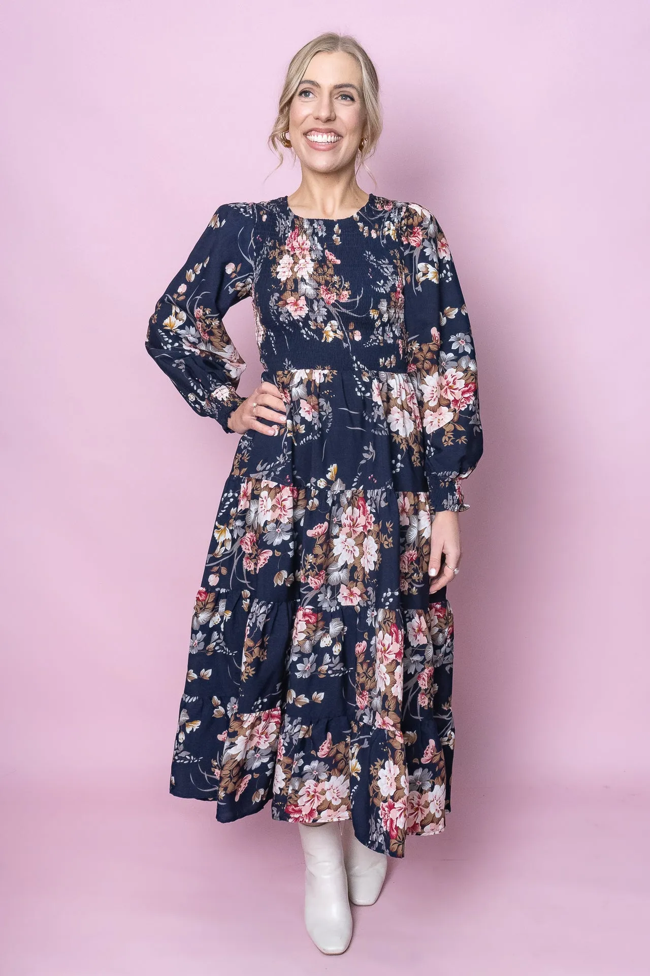 Nella Floral Midi Dress in Navy sold by Always Alice product image thumbnail 2