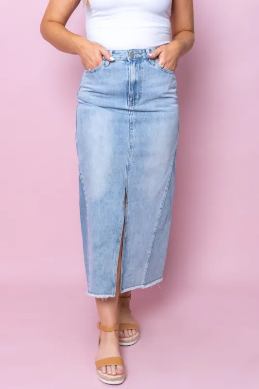 Clover Skirt in Light Denim sold by Always Alice
