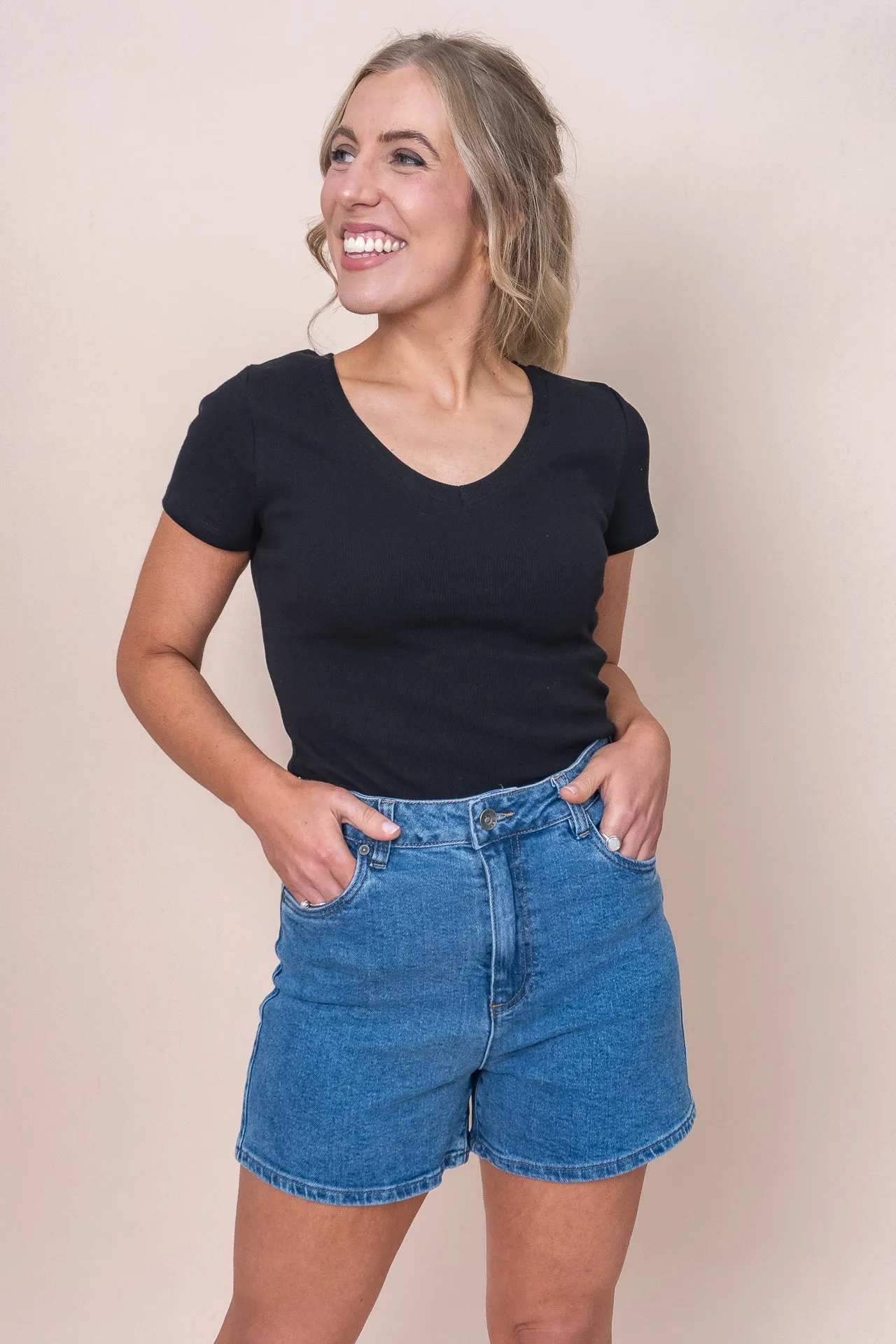 Lottie V-Neck Tee in Black - Silent Theory - Final Sale sold by Always Alice product image thumbnail 2