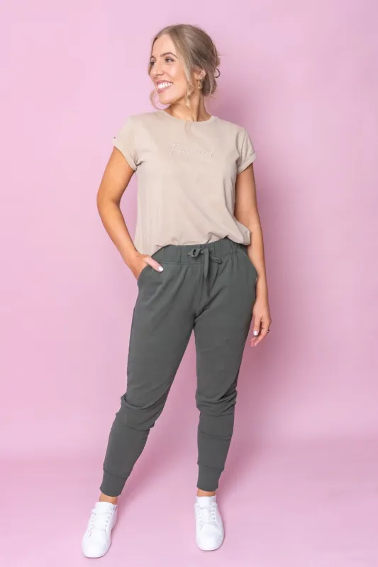 Lazy Days Joggers in Khaki - Foxwood sold by Always Alice