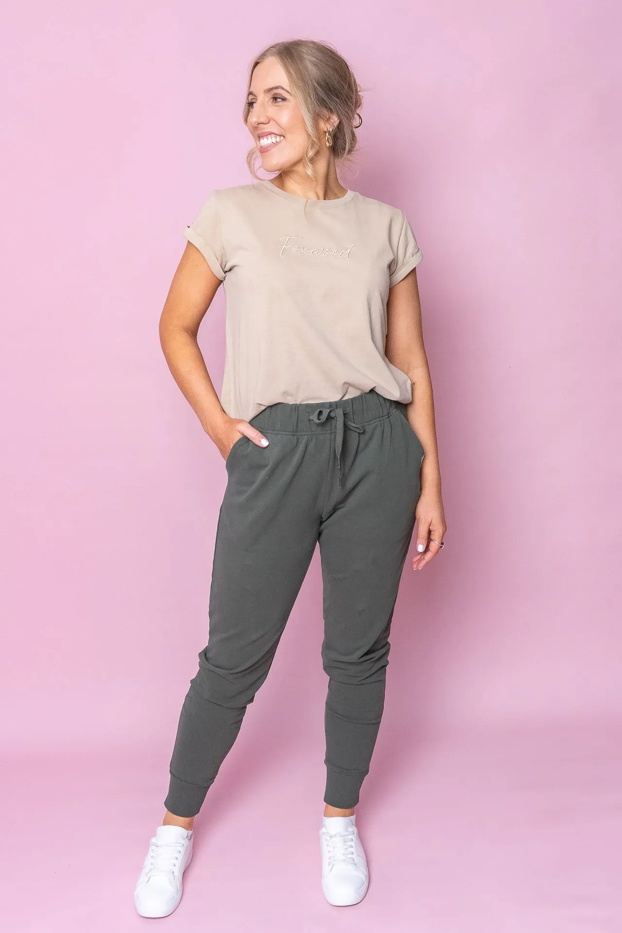 Lazy Days Joggers in Khaki - Foxwood sold by Always Alice