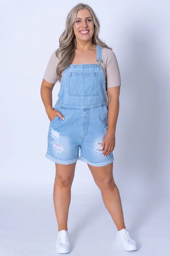 Jayla Overalls in Light Denim sold by Always Alice