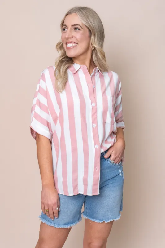 Noni Shirt in Pink Stripe sold by Always Alice
