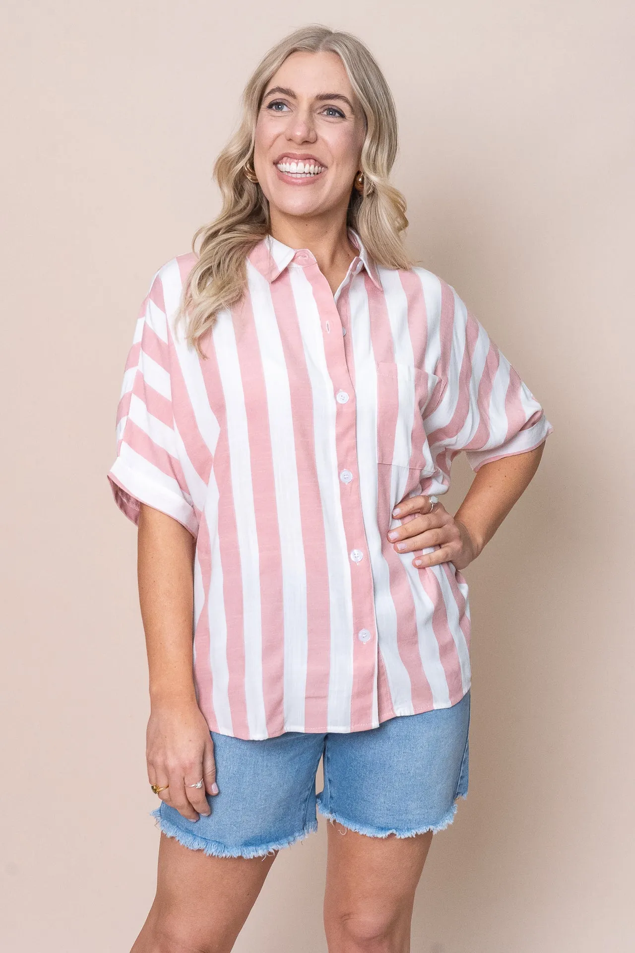 Noni Shirt in Pink Stripe sold by Always Alice product image thumbnail 3