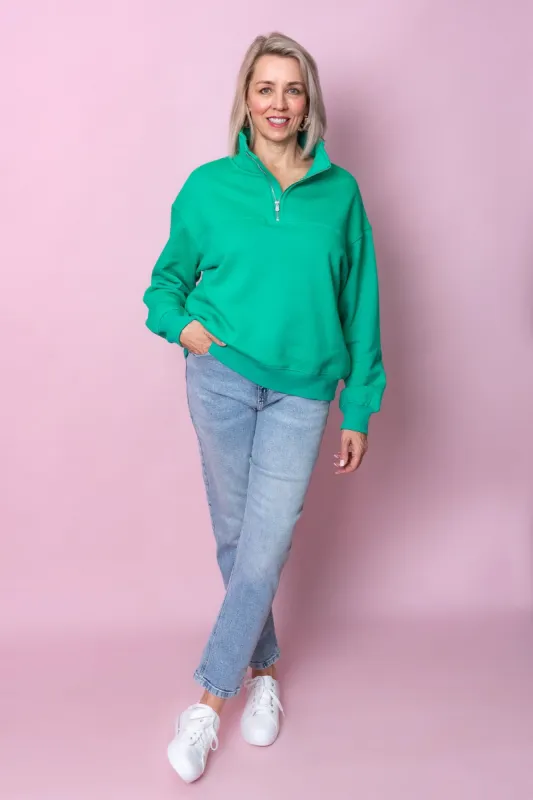 College Zip Crew in Bottle Green - Foxwood sold by Always Alice
