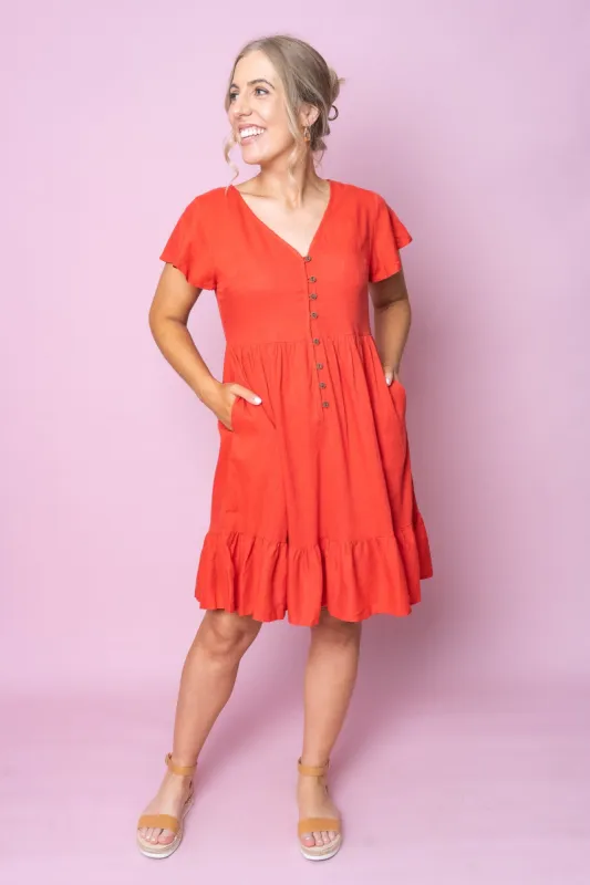 Harlow Dress in Spanish Red sold by Always Alice