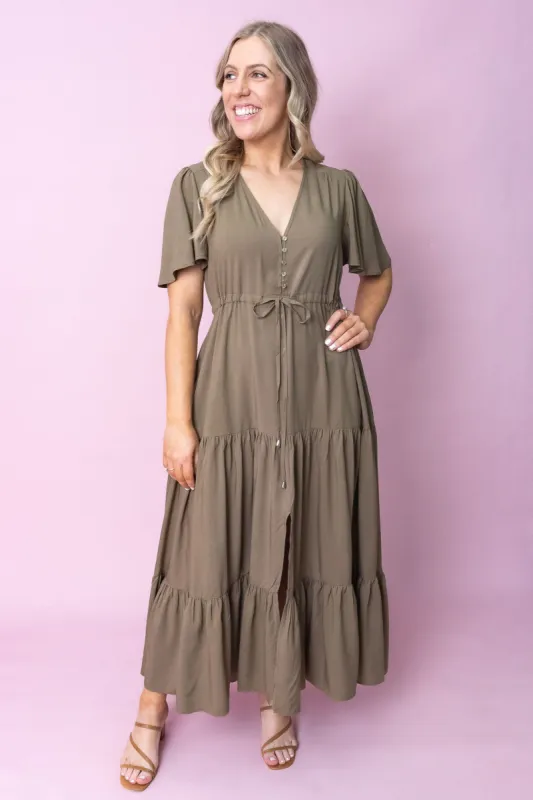 Gabriella Dress in Khaki sold by Always Alice