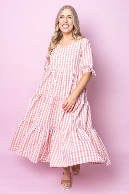 Romy Midi Dress in Peach sold by Always Alice