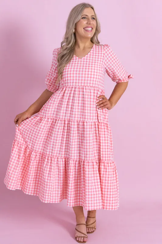 Romy Midi Dress in Pink sold by Always Alice