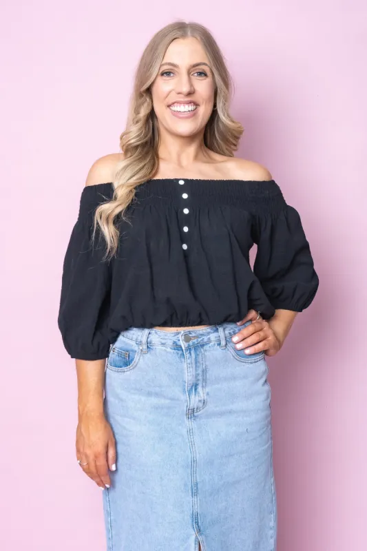 Leah Top in Black sold by Always Alice