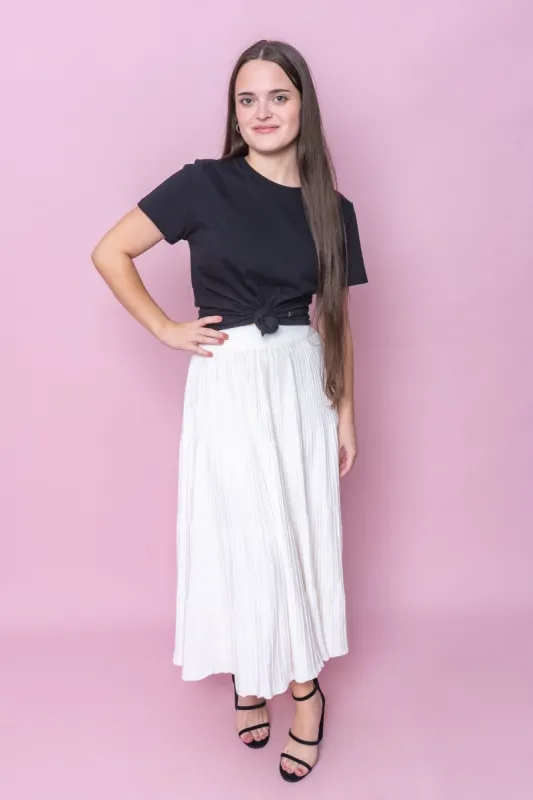 Nita Knit Skirt in White sold by Always Alice