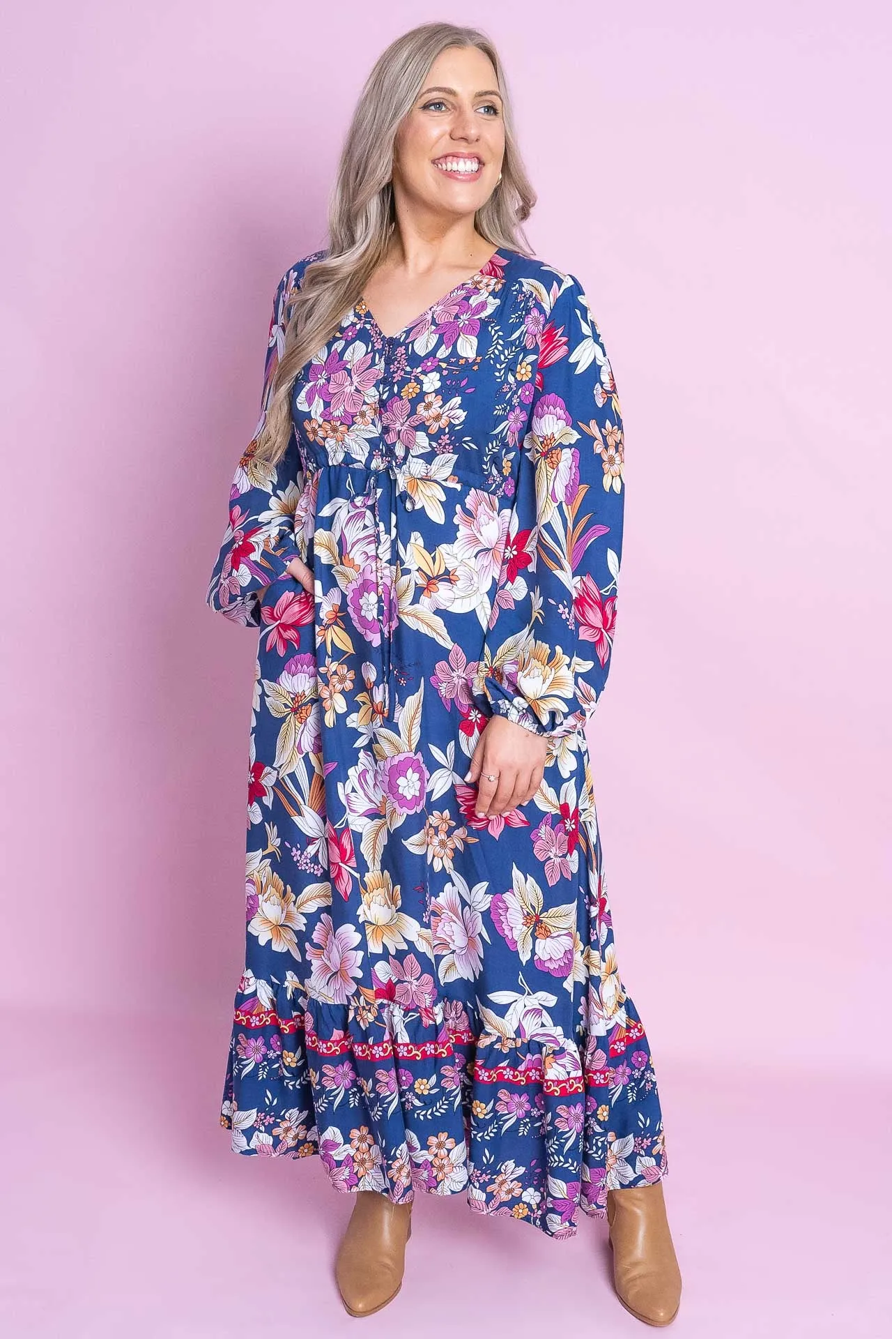 Delwen Dress in Navy sold by Always Alice