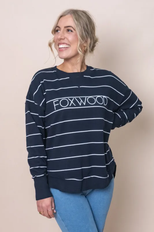 Classic Stripe Simplified Crew in Navy & White Stripe - Foxwood sold by Always Alice