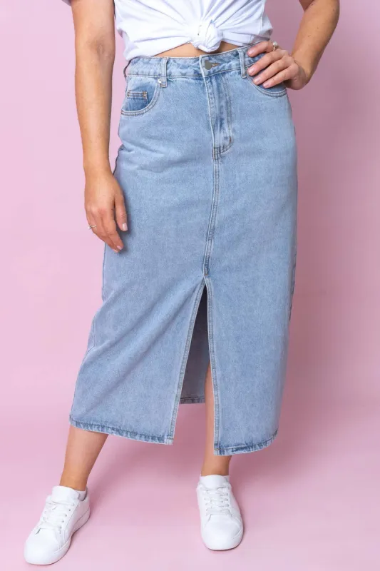 Thea Skirt in Light Denim made by Always Alice