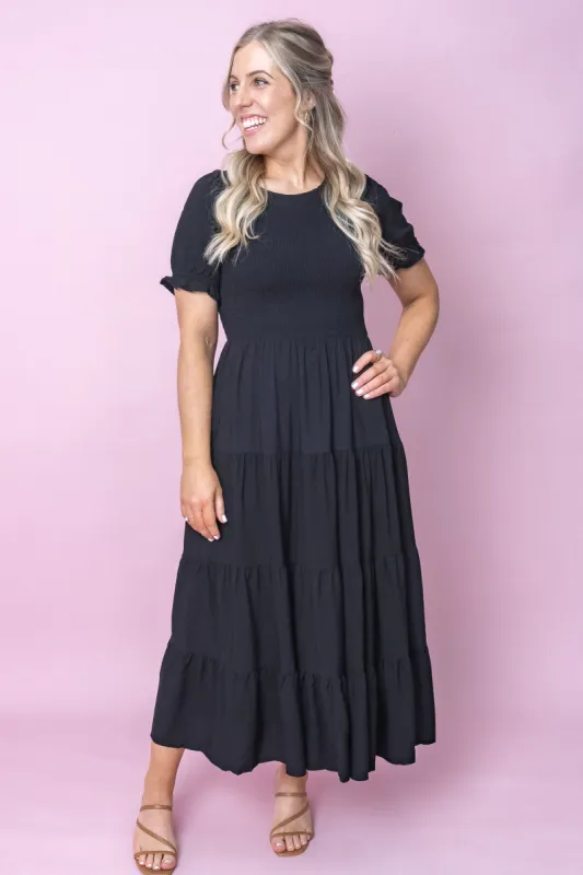 Taylor Midi Dress in Black sold by Always Alice