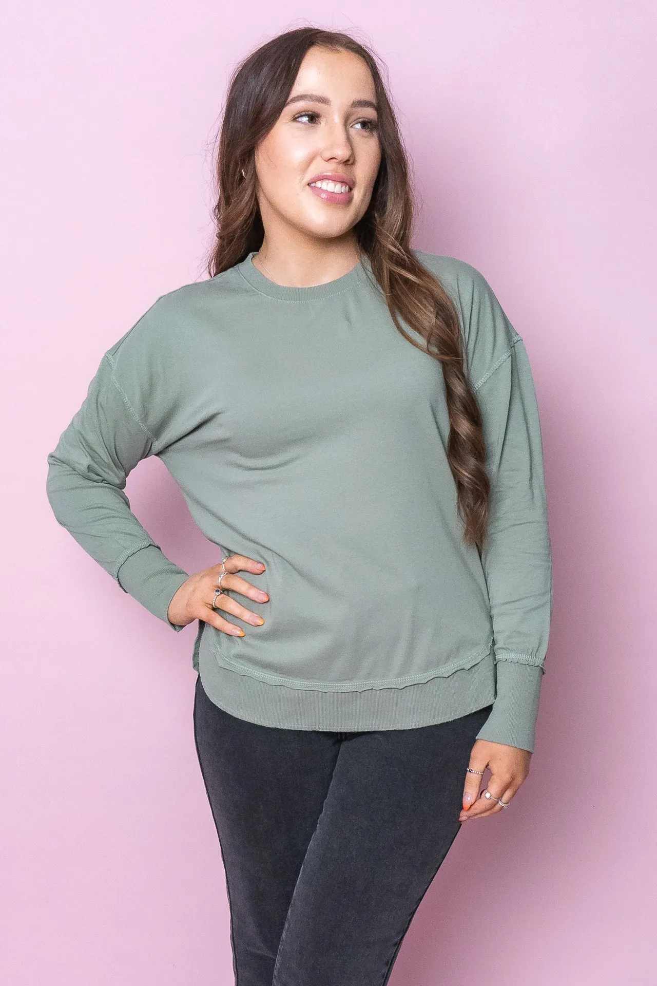 Farrah Long Sleeve Top in Sage - Foxwood sold by Always Alice