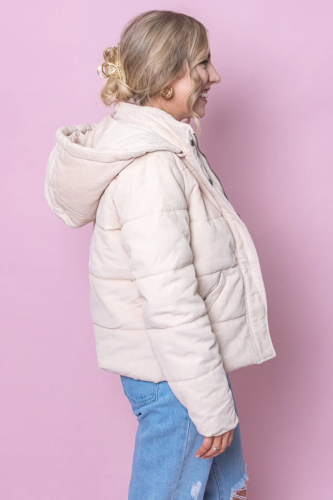 Cali Cord Puffer in Vintage White - All About Eve sold by Always Alice product image thumbnail 5