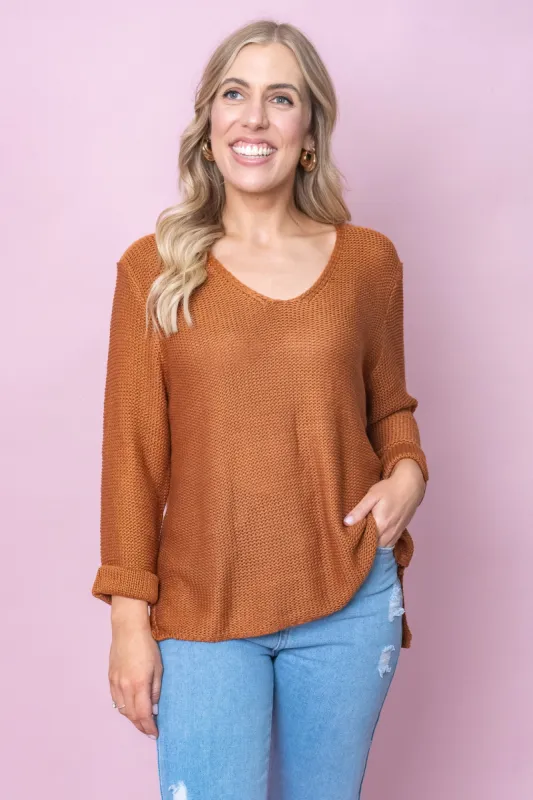 Pim Knit Jumper in Rust sold by Always Alice
