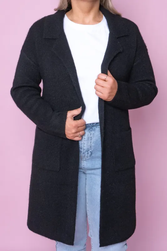 Oslo Coatigan in Black sold by Always Alice