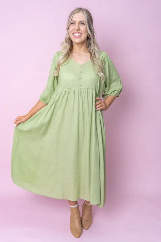 Emery Midi Dress in Sage sold by Always Alice