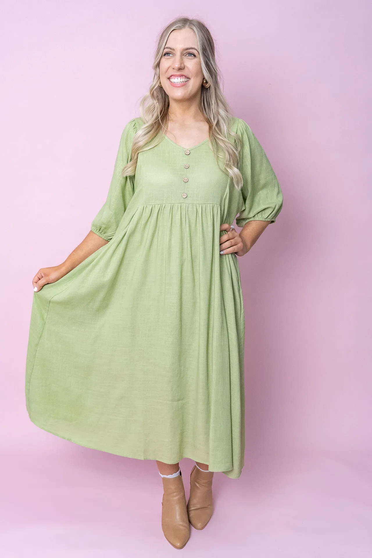 Emery Midi Dress in Sage sold by Always Alice