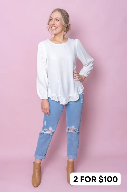 Hannah Top in White - Final Sale sold by Always Alice