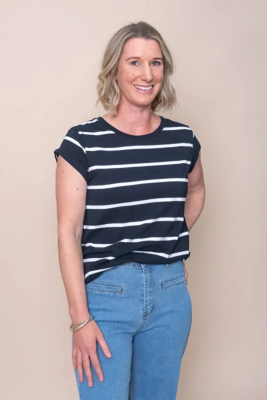 Manly Stripe Tee in Navy - Foxwood - Final Sale sold by Always Alice