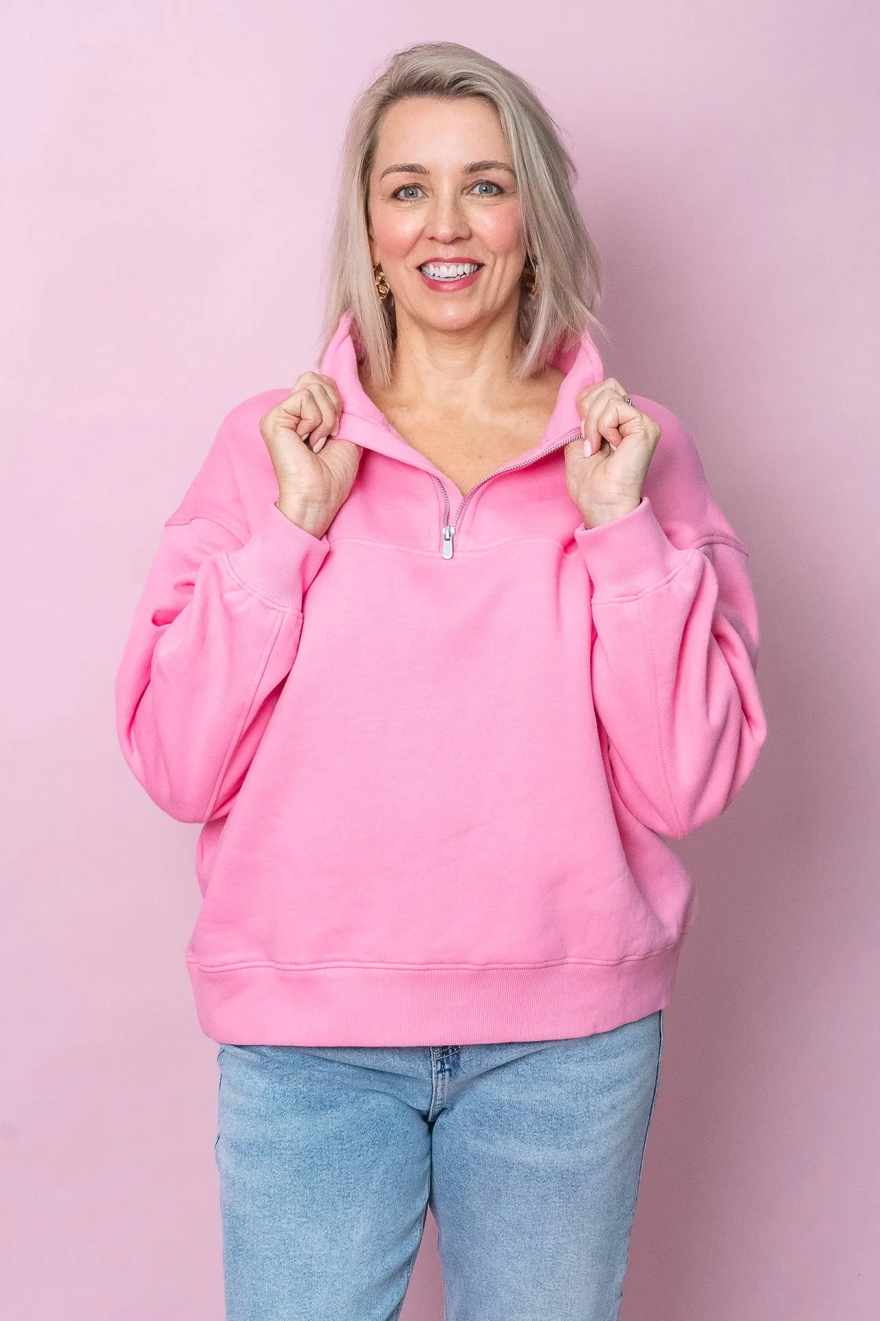 College Zip Crew in Bubblegum Pink - Foxwood sold by Always Alice