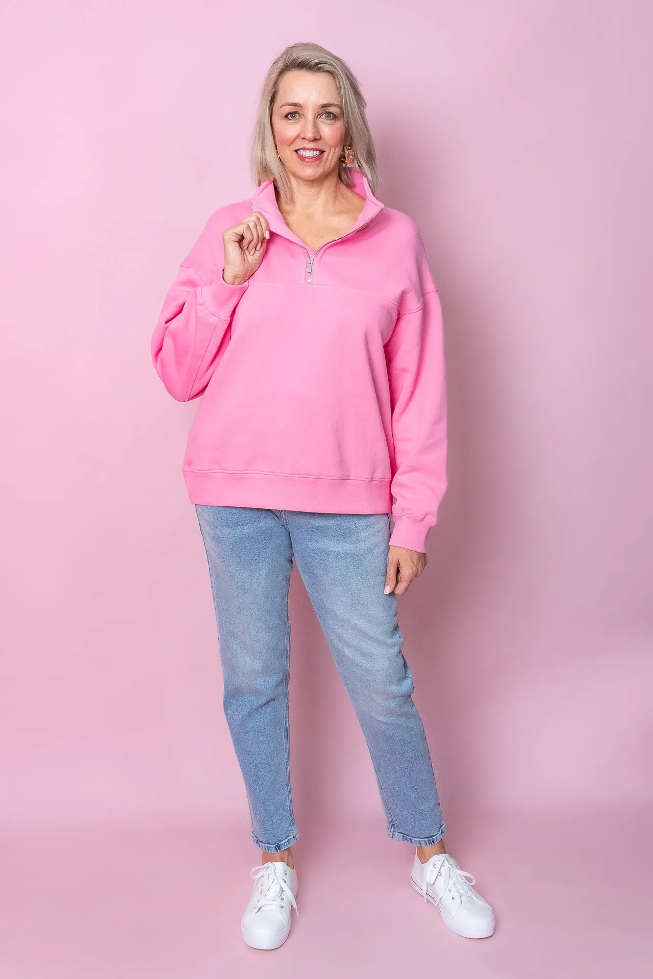 College Zip Crew in Bubblegum Pink - Foxwood sold by Always Alice product image thumbnail 2