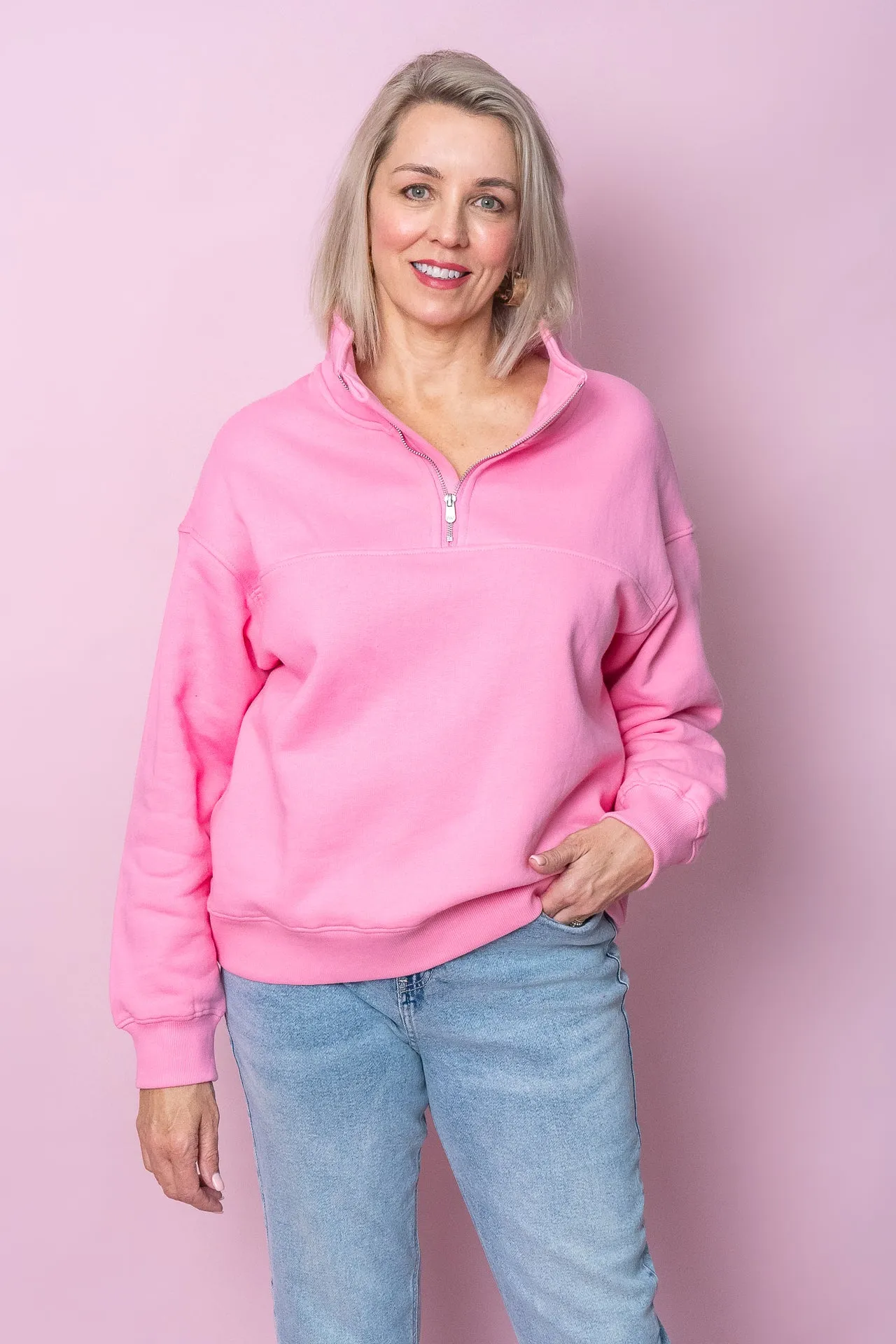 College Zip Crew in Bubblegum Pink - Foxwood sold by Always Alice product image thumbnail 3