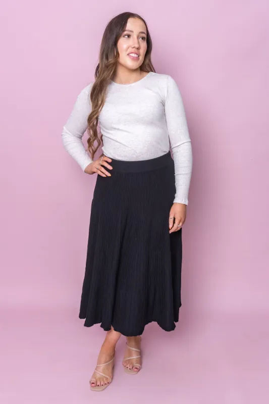 Nita Knit Skirt in Black sold by Always Alice