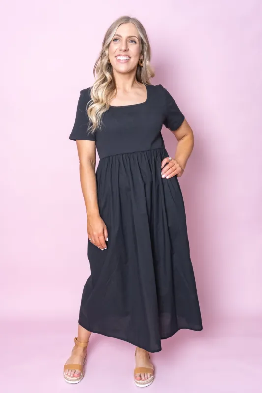 Ella Midi Dress in Black - Foxwood sold by Always Alice