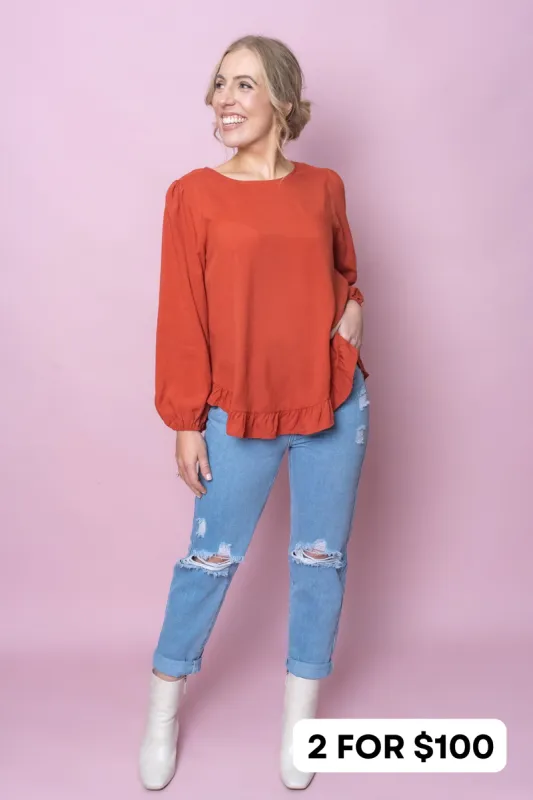Hannah Top in Rust - Final Sale sold by Always Alice