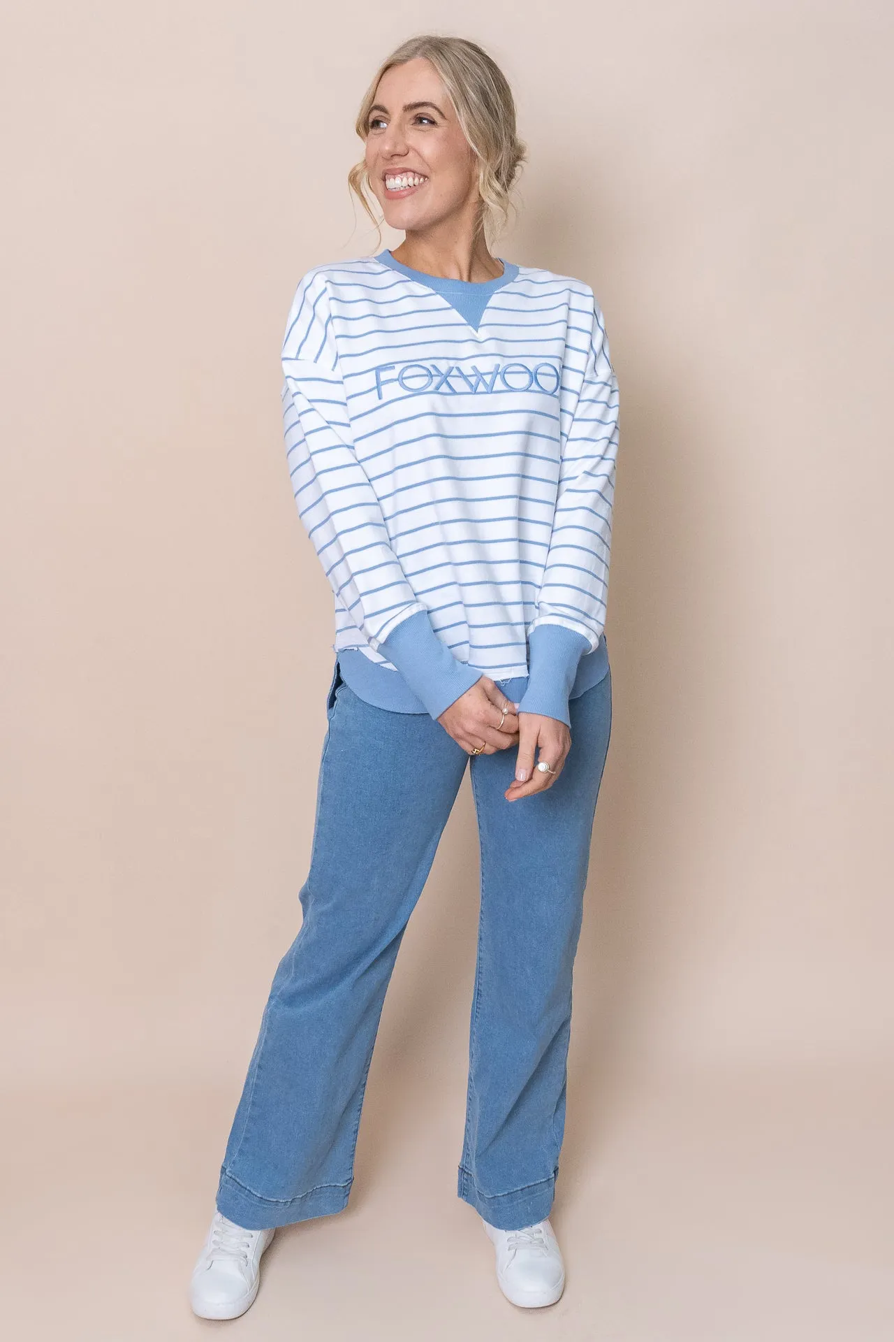 Simplified Stripe Crew in Blue - Foxwood sold by Always Alice