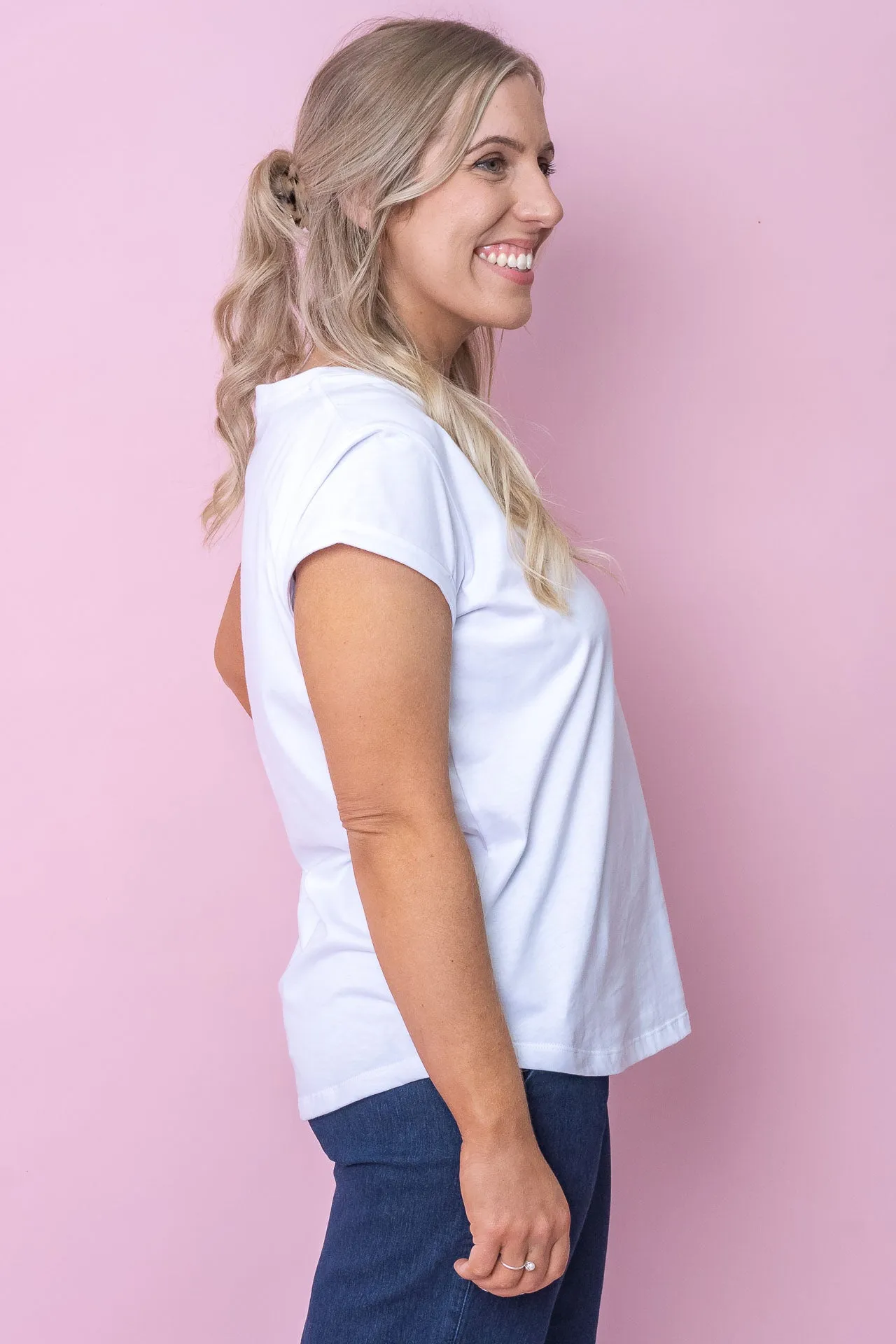 Manly Vee Tee in White - Foxwood sold by Always Alice product image thumbnail 4