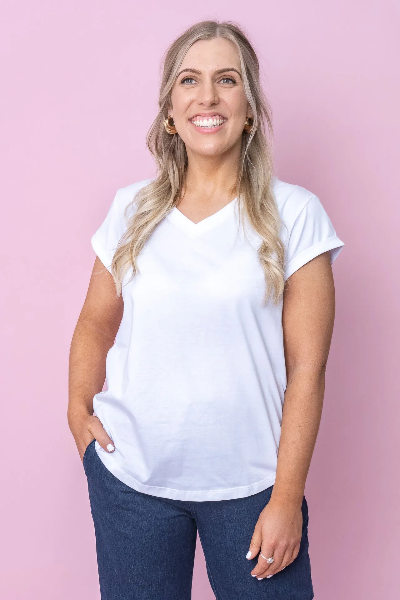 Manly Vee Tee in White - Foxwood sold by Always Alice product image thumbnail 2