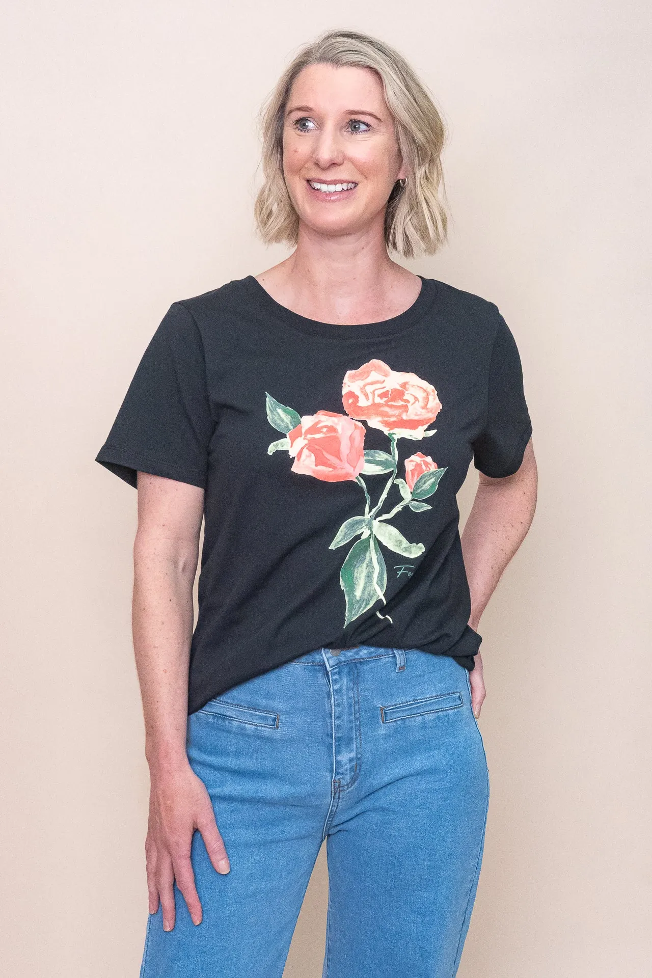 Bloom Tee in Washed Black - Foxwood - Final Sale sold by Always Alice