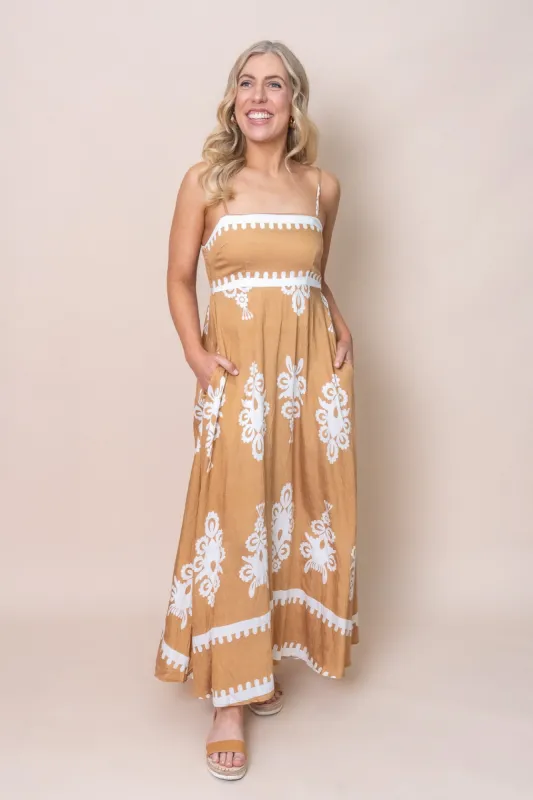Lucy Maxi Dress in Tan sold by Always Alice