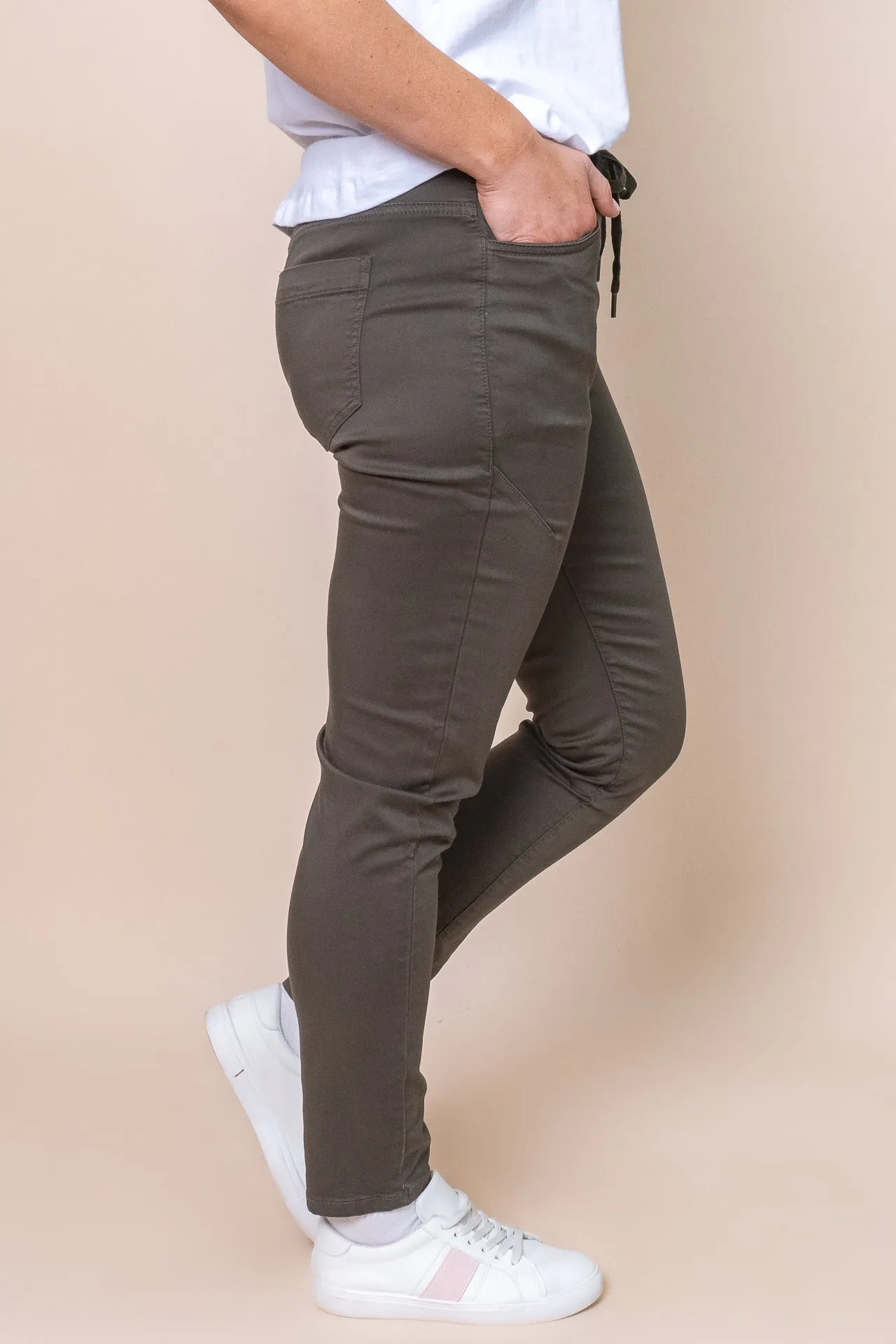 Sylvia Jogger Pants in Dark Khaki - Foxwood sold by Always Alice product image thumbnail 5