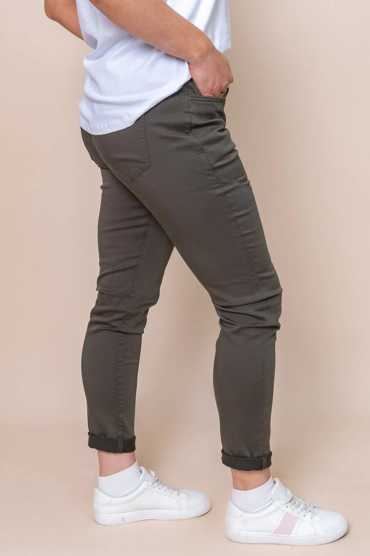 Sylvia Jogger Pants in Dark Khaki - Foxwood sold by Always Alice product image thumbnail 4