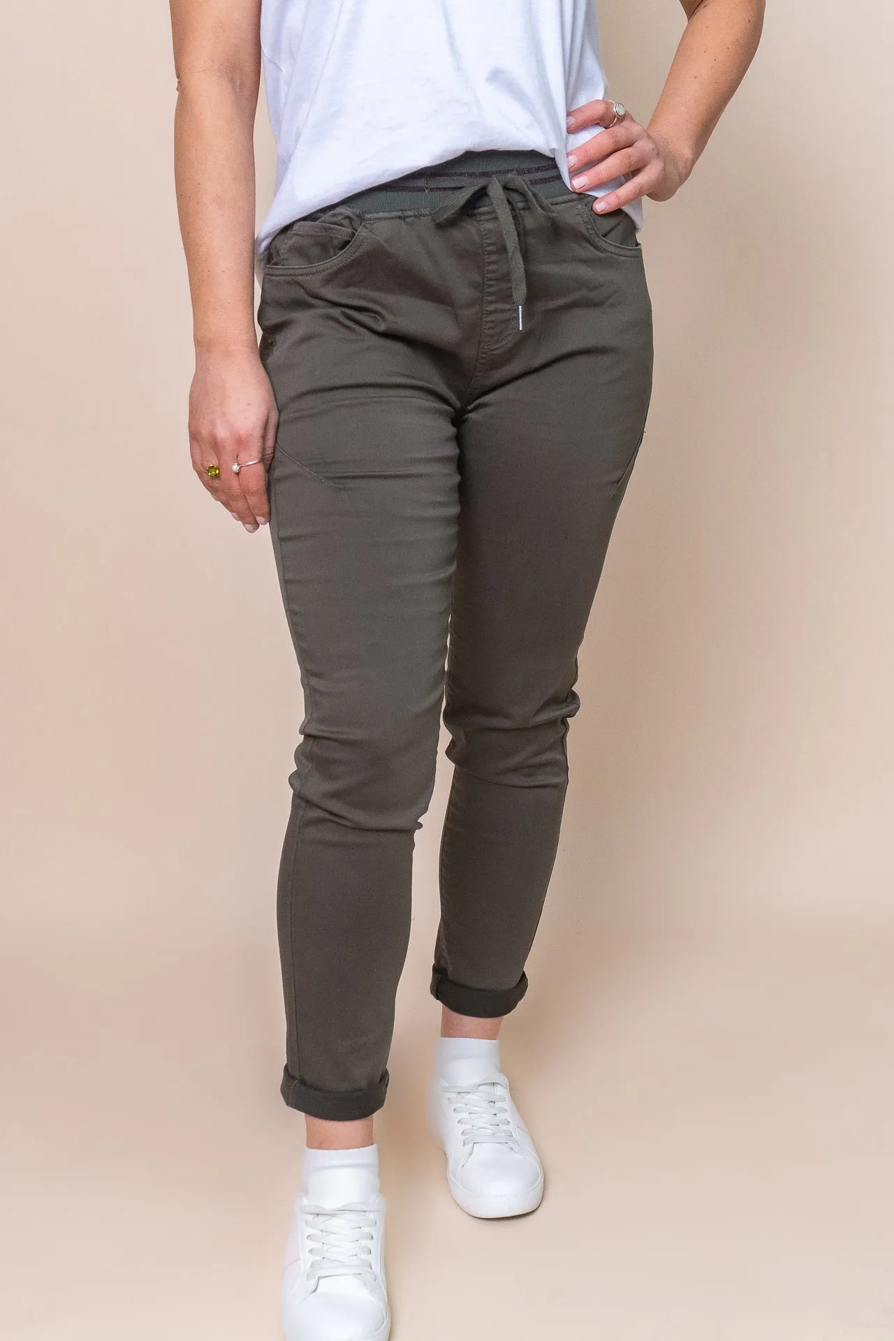 Sylvia Jogger Pants in Dark Khaki - Foxwood sold by Always Alice product image thumbnail 2