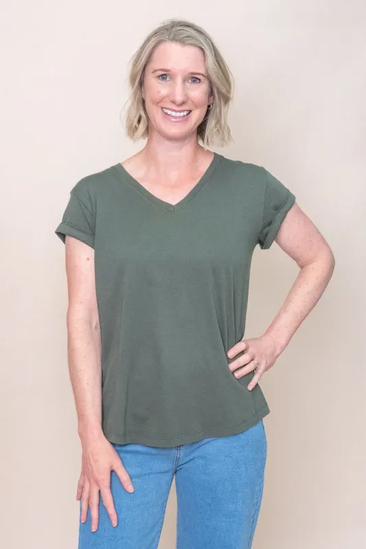 Manly Vee Tee in Khaki - Foxwood - Final Sale sold by Always Alice