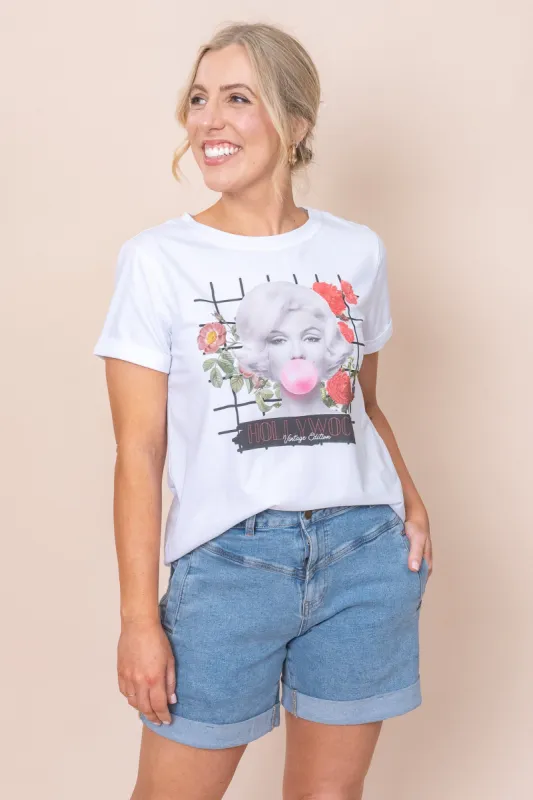 Pop Tee in White - Final Sale sold by Always Alice
