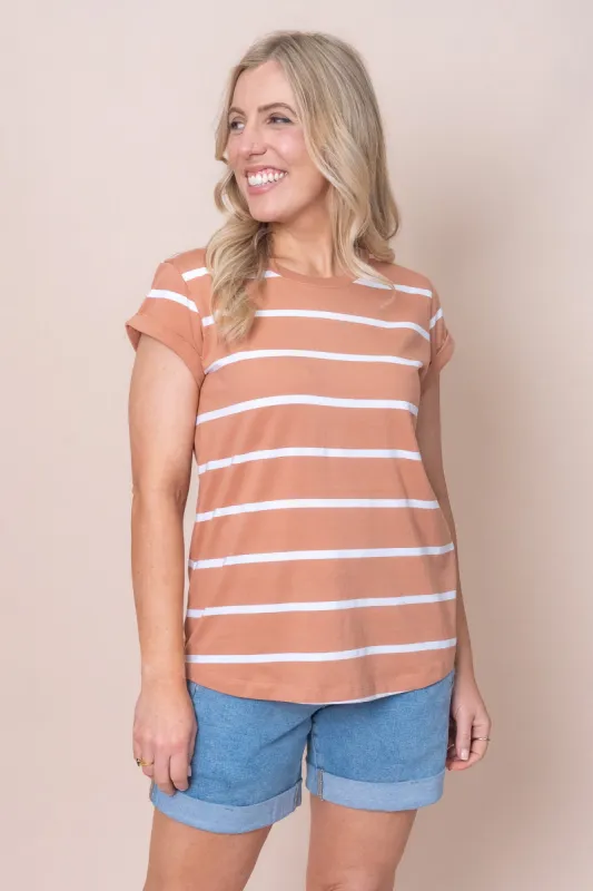 Manly Stripe Tee in Clay - Foxwood - Final Sale sold by Always Alice