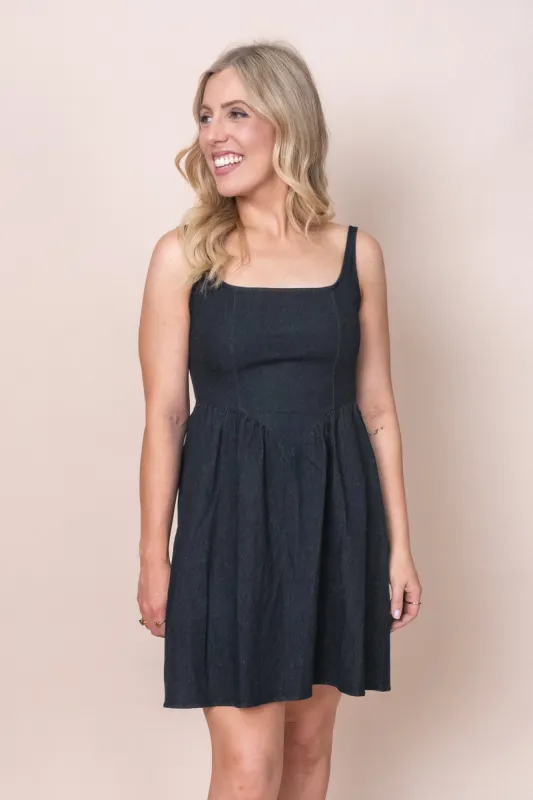 Issa Dress in Black Denim - Final Sale sold by Always Alice