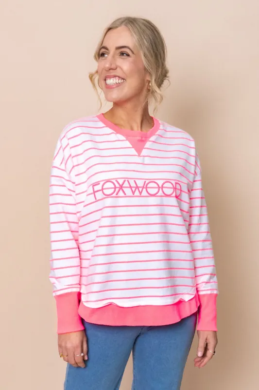 Simplified Stripe Crew in Neon Pink - Foxwood made by Always Alice